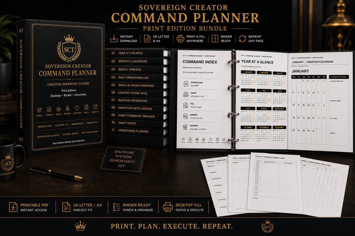 SOVEREIGN CREATOR COMMAND PLANNER Universal Field Edition — Print · Desktop · Binder